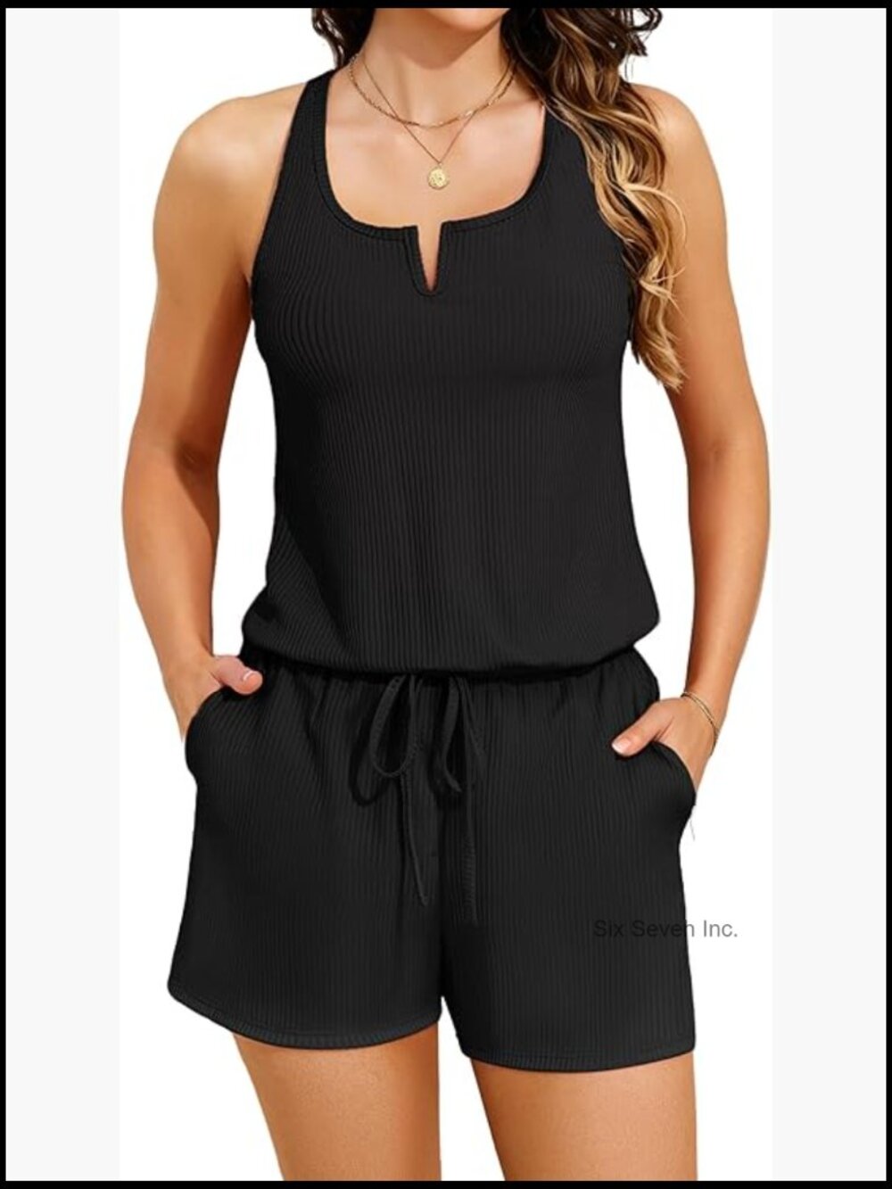 Ribbed One Piece Swimsuit with Pockets Shorts V-Wire Modest Bathing Suit